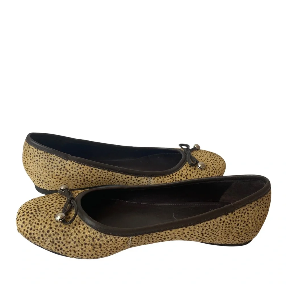 Gianni Bini Animal Print Calf Hair Flats Shoes Bow Size 7.5
